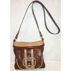 B. Makowsky brown & beige leather crossbody handbag